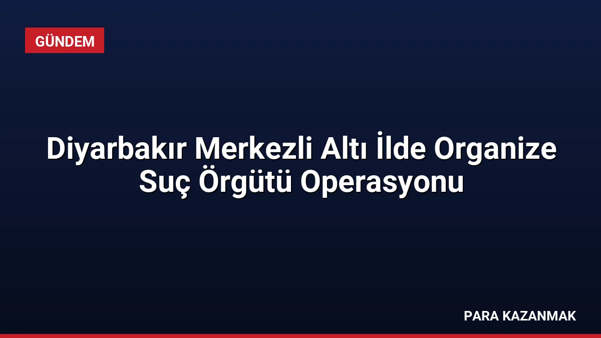 Diyarbakır Merkezli Altı İlde Organize Suç Örgütü Operasyonu