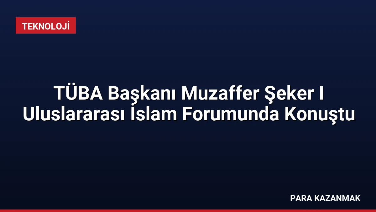 TÜBA Başkanı Muzaffer Şeker I Uluslararası İslam Forumunda Konuştu