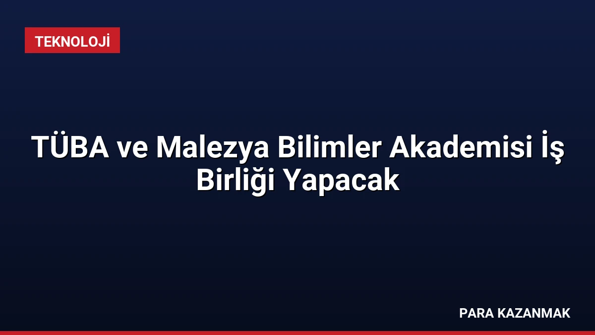 TÜBA ve Malezya Bilimler Akademisi İş Birliği Yapacak
