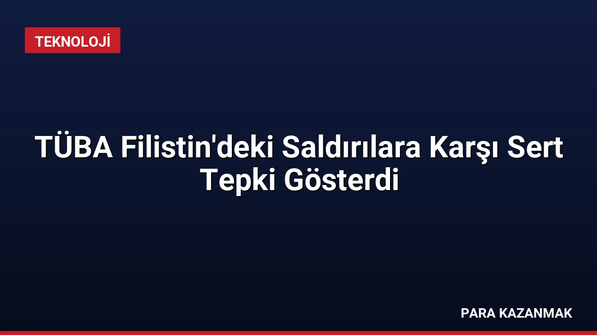 TÜBA Filistin’deki Saldırılara Karşı Sert Tepki Gösterdi