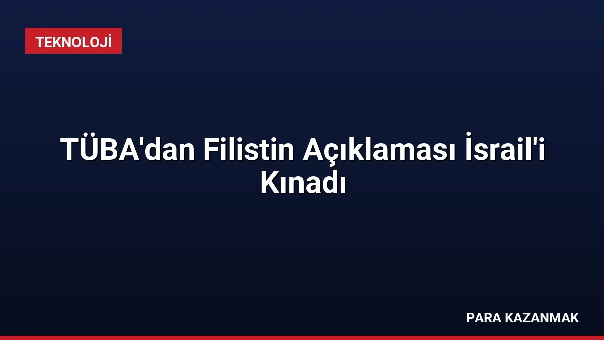 TÜBA’dan Filistin Açıklaması İsrail’i Kınadı