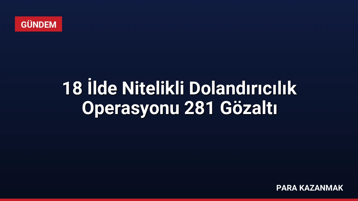 18 İlde Nitelikli Dolandırıcılık Operasyonu 281 Gözaltı