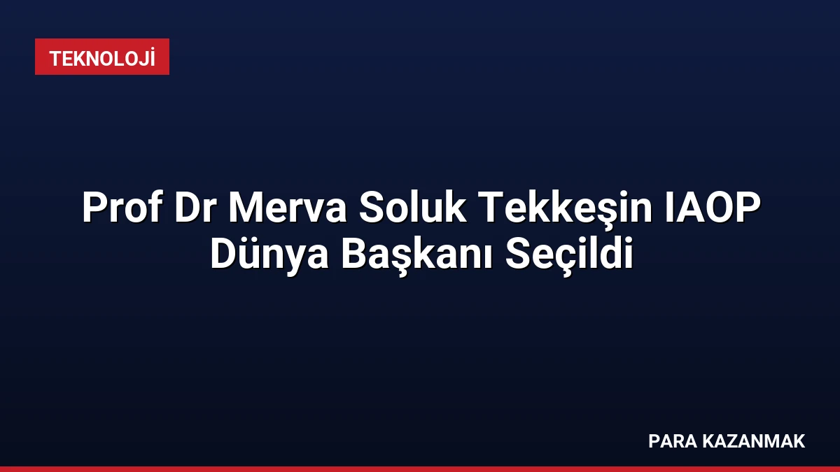 Prof Dr Merva Soluk Tekkeşin IAOP Dünya Başkanı Seçildi
