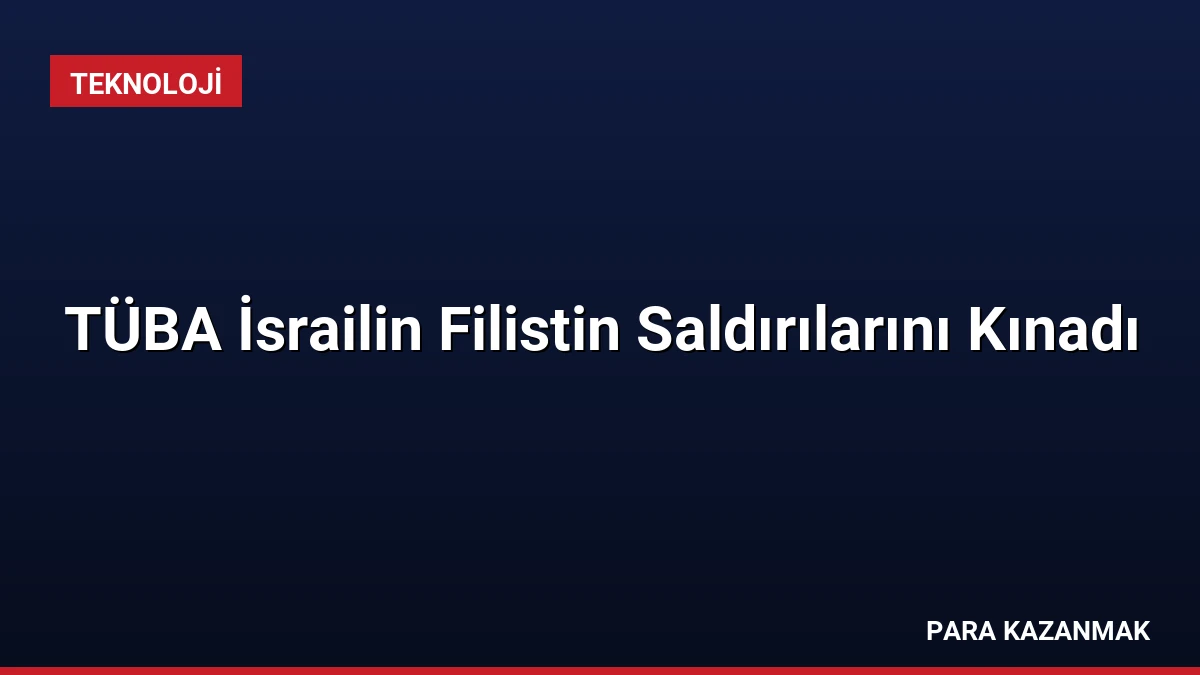 TÜBA İsrailin Filistin Saldırılarını Kınadı