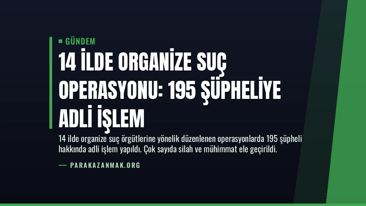 14 İlde Organize Suç Operasyonu: 195 Şüpheliye Adli İşlem