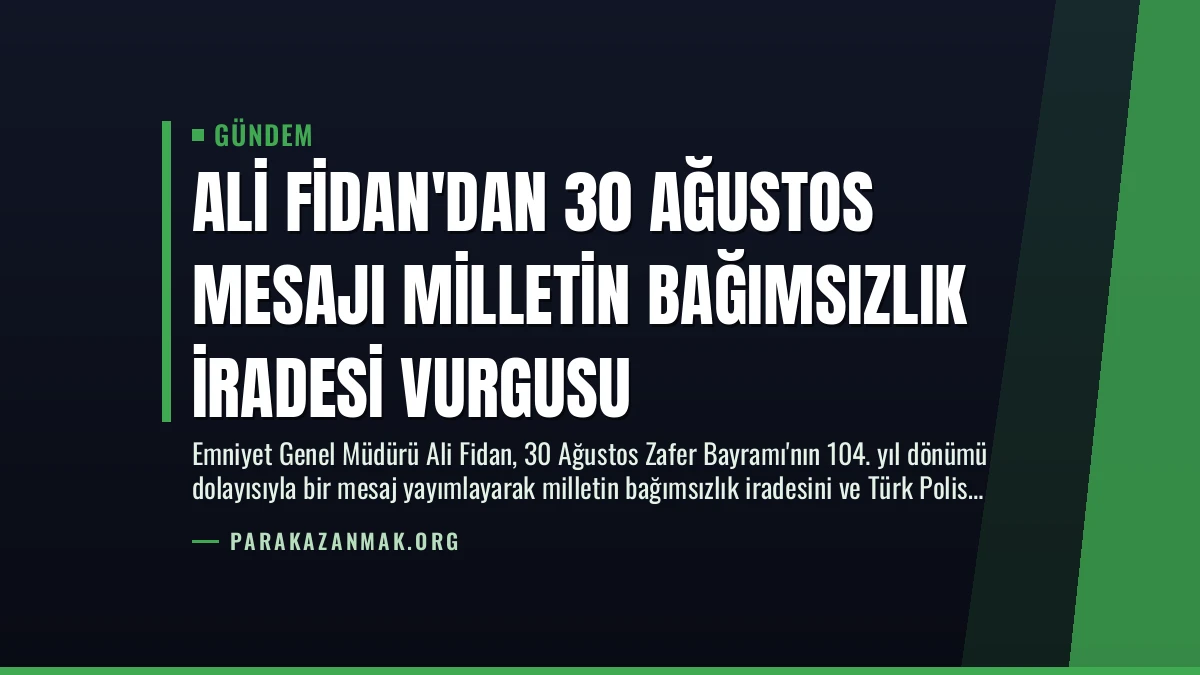 Ali Fidan’dan 30 Ağustos Mesajı Milletin Bağımsızlık İradesi Vurgusu
