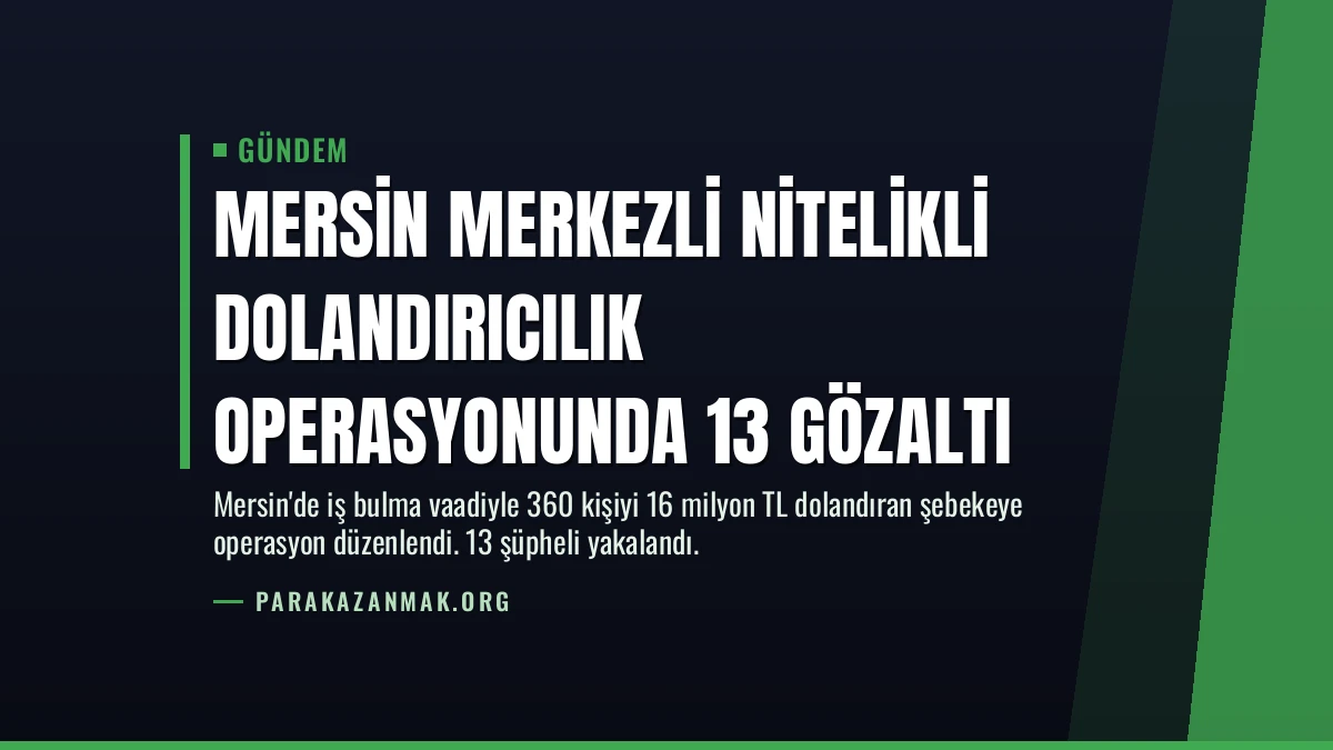 Mersin Merkezli Nitelikli Dolandırıcılık Operasyonunda 13 Gözaltı