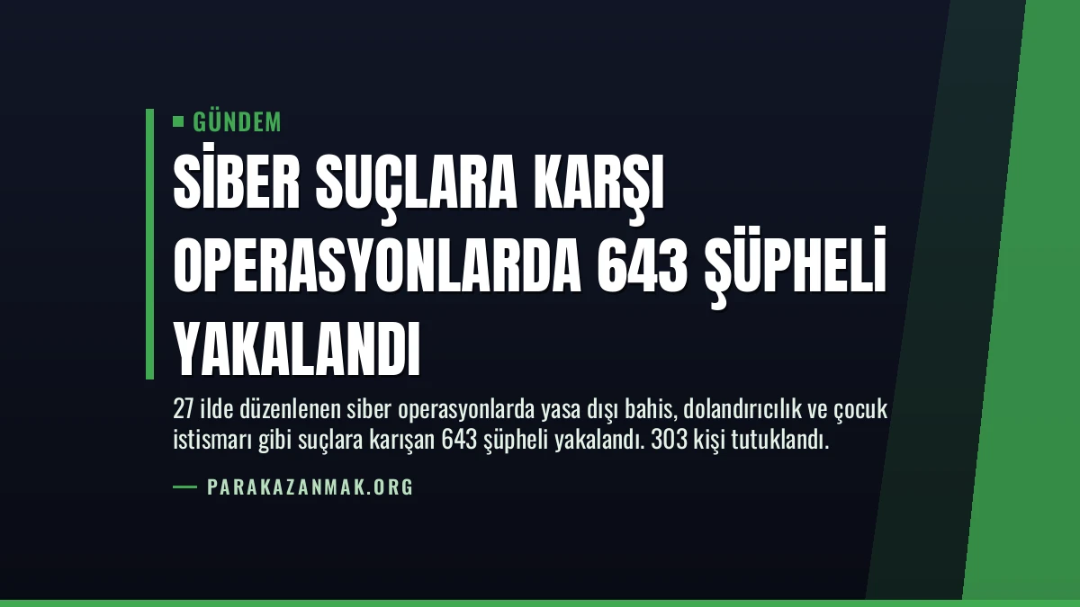 Siber Suçlara Karşı Operasyonlarda 643 Şüpheli Yakalandı